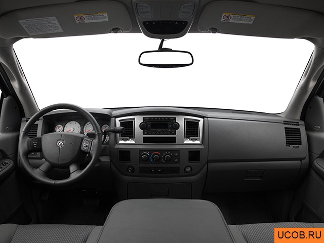 Pickup 2009 года Dodge Ram 3500 DRW в 3D. Вид водительского места.