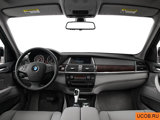 SUV 2009 года BMW X5 в 3D. Вид водительского места.