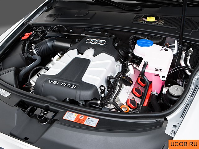 Sedan 2009 года Audi A6 в 3D. Моторный отсек.