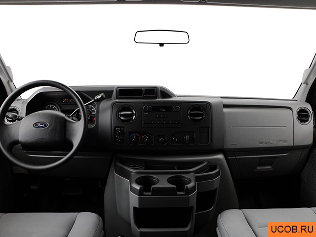Passenger van 2009 года Ford E-150 в 3D. Вид водительского места.
