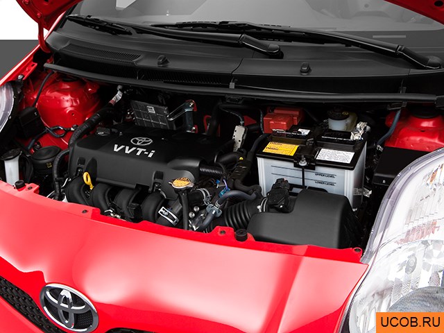 Hatchback 2009 года Toyota Yaris в 3D. Моторный отсек.