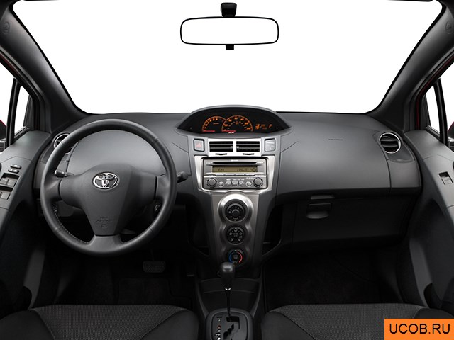Hatchback 2009 года Toyota Yaris в 3D. Вид водительского места.