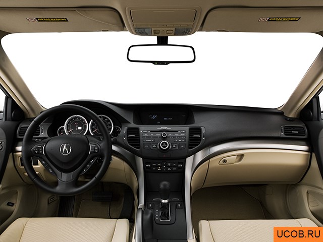 Sedan 2009 года Acura TSX в 3D. Вид водительского места.