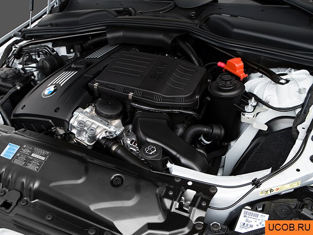 Sedan 2009 года BMW 5-series в 3D. Моторный отсек.