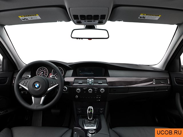 Sedan 2009 года BMW 5-series в 3D. Вид водительского места.