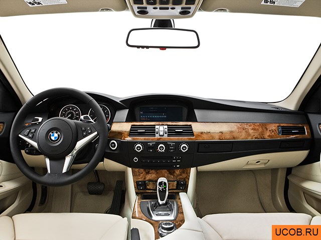 Sedan 2009 года BMW 5-series в 3D. Вид водительского места.