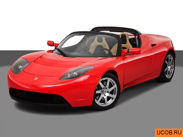 Модель автомобиля Tesla Roadster 2008 года в 3Д