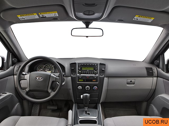 SUV 2009 года Kia Sorento в 3D. Вид водительского места.