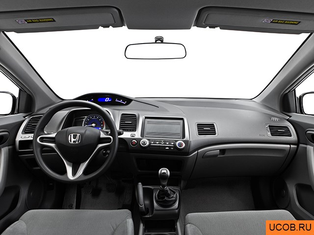 Coupe 2009 года Honda Civic в 3D. Вид водительского места.