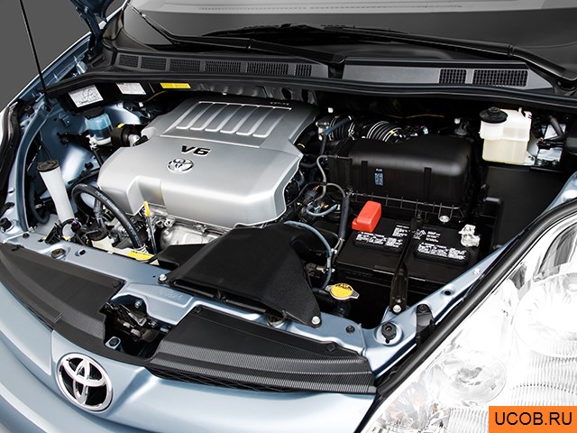 Minivan 2010 года Toyota Sienna в 3D. Моторный отсек.