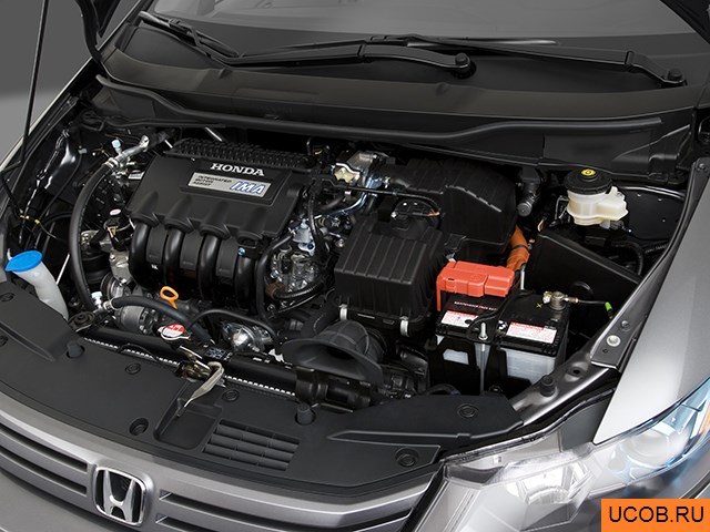 Hatchback 2010 года Honda Insight Hybrid в 3D. Моторный отсек.