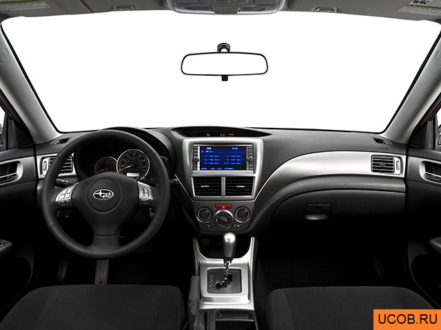 Hatchback 2010 года Subaru Impreza в 3D. Вид водительского места.
