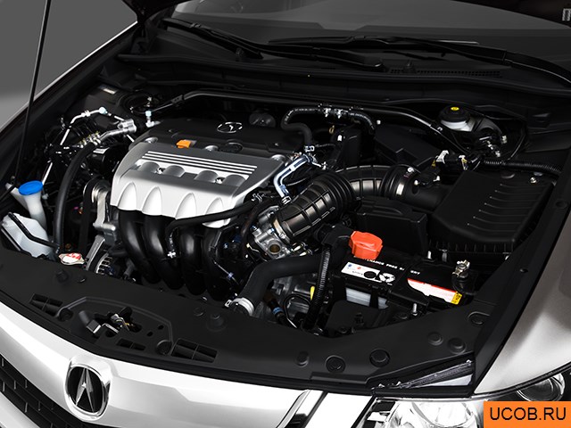 Sedan 2010 года Acura TSX в 3D. Моторный отсек.