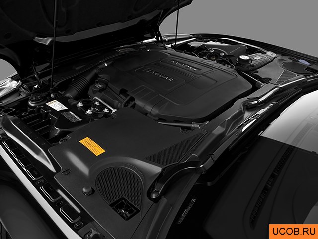 Convertible 2010 года Jaguar XK в 3D. Моторный отсек.