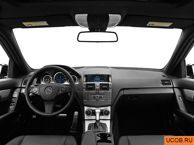 Sedan 2010 года Mercedes-Benz C-Class в 3D. Вид водительского места.
