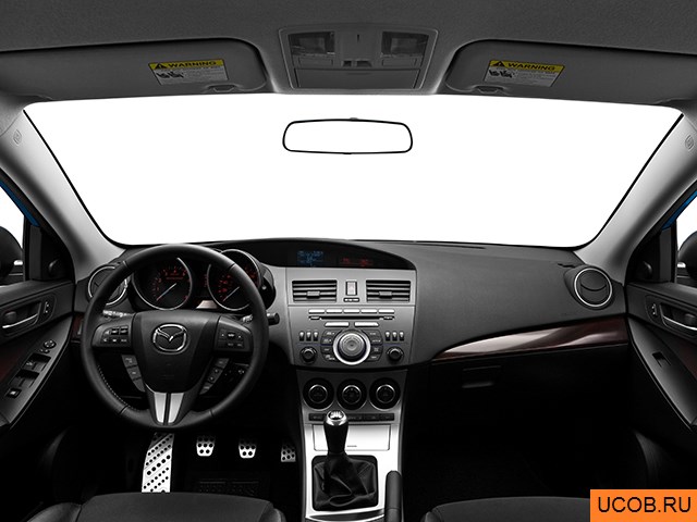 Hatchback 2010 года Mazda MAZDASPEED3 в 3D. Вид водительского места.