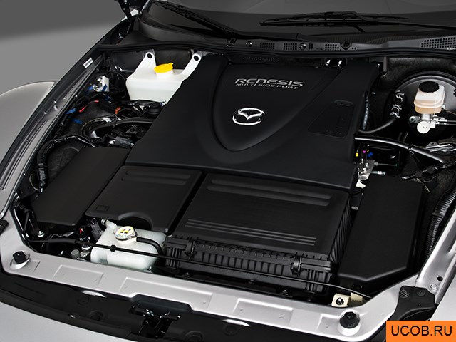 Coupe 2010 года Mazda RX-8 в 3D. Моторный отсек.