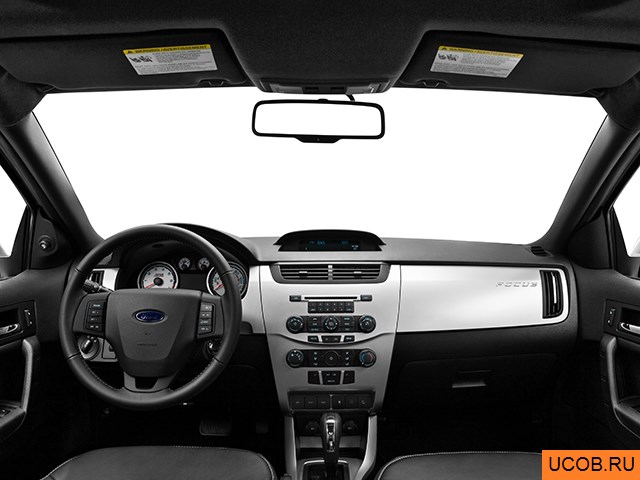 Sedan 2010 года Ford Focus в 3D. Вид водительского места.