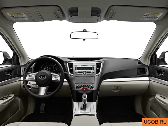 Sedan 2010 года Subaru Legacy в 3D. Вид водительского места.