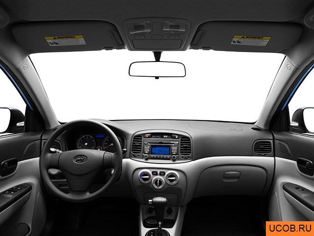 Hatchback 2010 года Hyundai Accent в 3D. Вид водительского места.