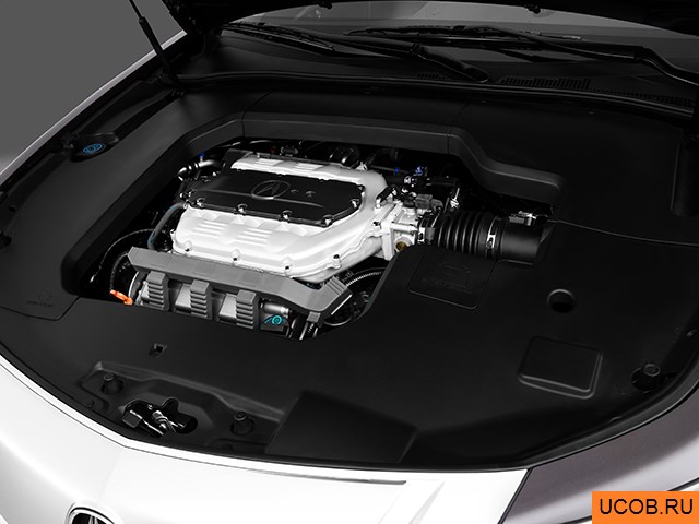 Sedan 2010 года Acura TL в 3D. Моторный отсек.