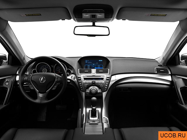 Sedan 2010 года Acura TL в 3D. Вид водительского места.