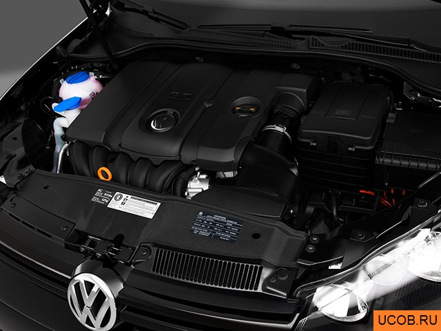 Hatchback 2010 года Volkswagen Golf в 3D. Моторный отсек.