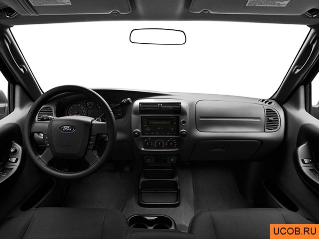 Pickup 2010 года Ford Ranger в 3D. Вид водительского места.