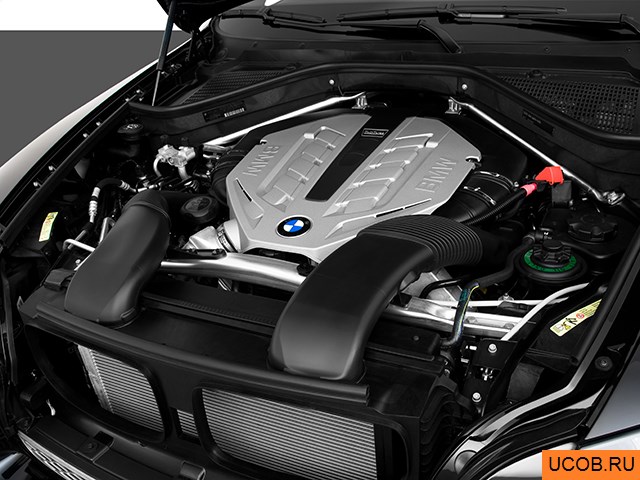 CUV 2010 года BMW X6 в 3D. Моторный отсек.