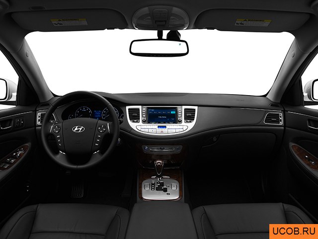 Sedan 2010 года Hyundai Genesis в 3D. Вид водительского места.