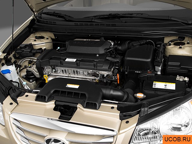 Sedan 2010 года Hyundai Elantra в 3D. Моторный отсек.