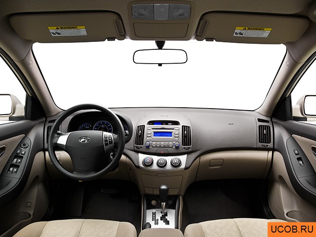 Sedan 2010 года Hyundai Elantra в 3D. Вид водительского места.