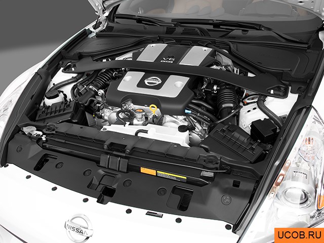 Coupe 2010 года Nissan 370Z в 3D. Моторный отсек.