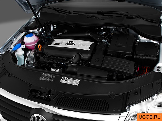 Sedan 2010 года Volkswagen Passat в 3D. Моторный отсек.
