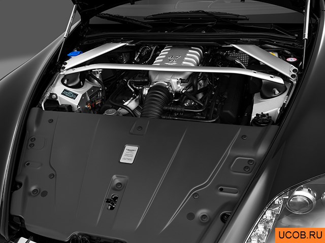 Coupe 2010 года Aston Martin V8 Vantage в 3D. Моторный отсек.