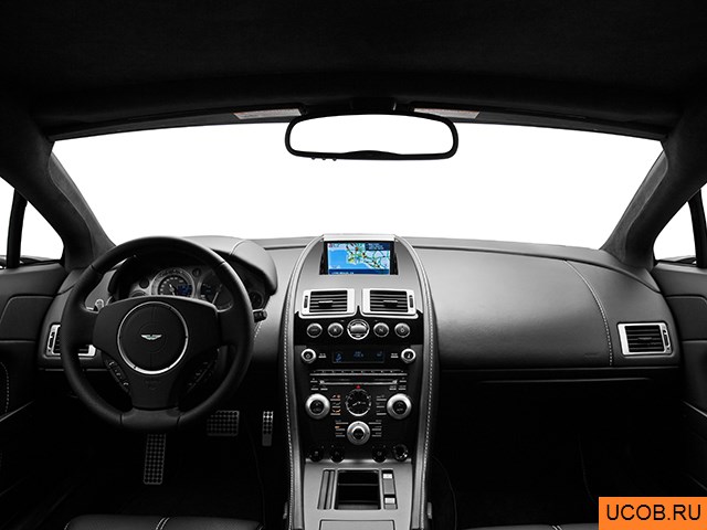 Coupe 2010 года Aston Martin V8 Vantage в 3D. Вид водительского места.
