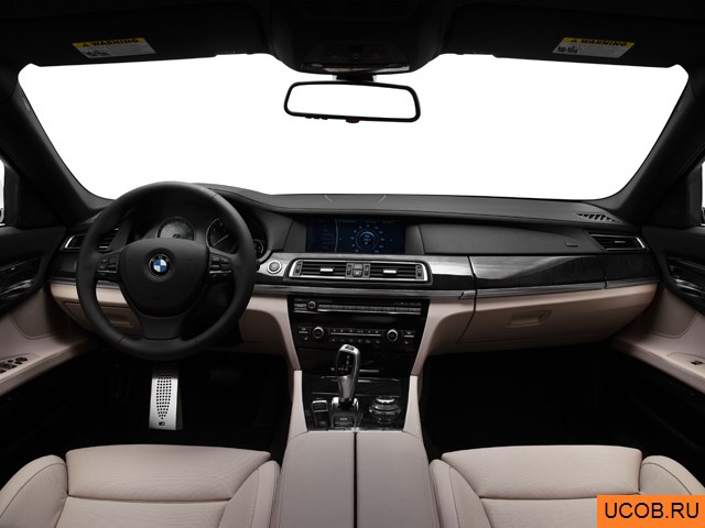 Sedan 2011 года BMW 7-series в 3D. Вид водительского места.