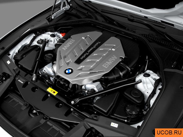 Sedan 2011 года BMW 7-series Hybrid в 3D. Моторный отсек.