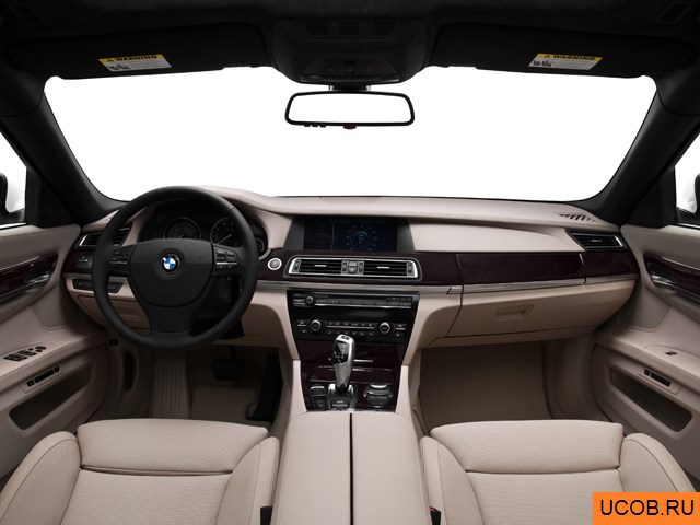 Sedan 2011 года BMW 7-series Hybrid в 3D. Вид водительского места.