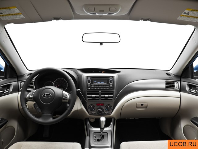 Hatchback 2011 года Subaru Impreza в 3D. Вид водительского места.