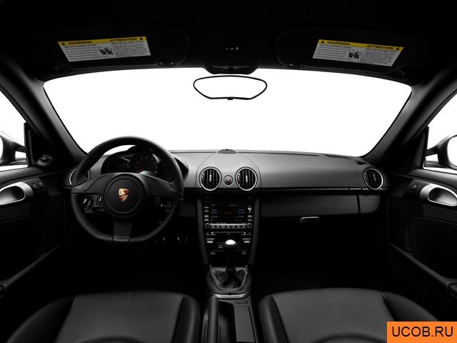 Coupe 2011 года Porsche Cayman в 3D. Вид водительского места.