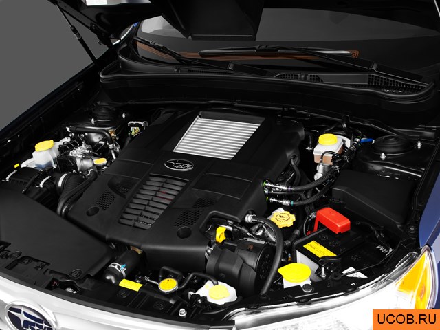 CUV 2011 года Subaru Forester в 3D. Моторный отсек.