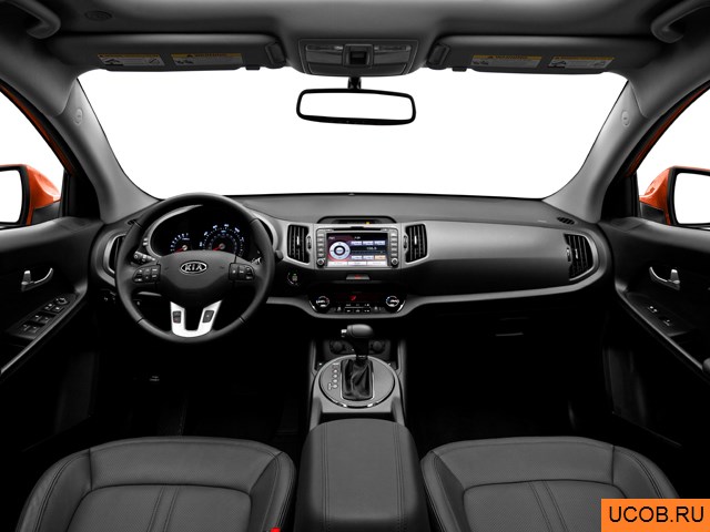 CUV 2011 года Kia Sportage в 3D. Вид водительского места.