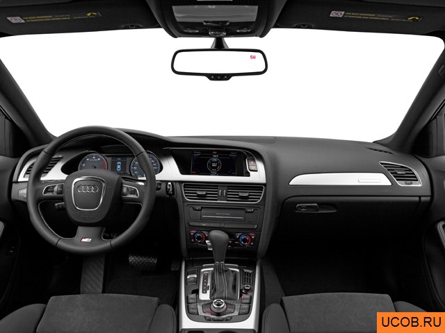Sedan 2011 года Audi S4 в 3D. Вид водительского места.