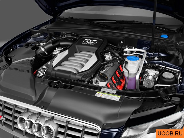 Coupe 2011 года Audi S5 в 3D. Моторный отсек.