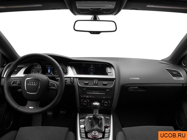 Coupe 2011 года Audi S5 в 3D. Вид водительского места.