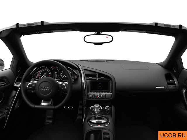 Roadster 2011 года Audi R8 в 3D. Вид водительского места.