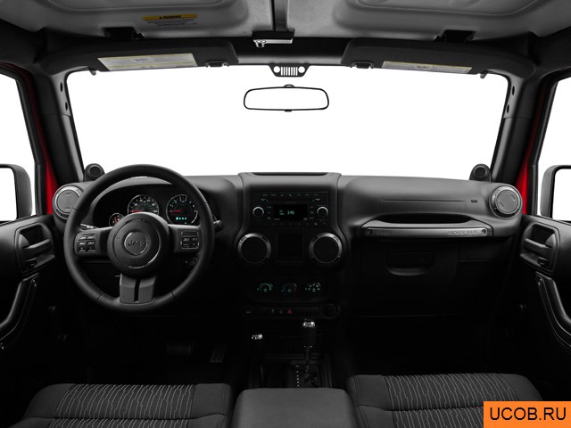 SUV 2011 года Jeep Wrangler в 3D. Вид водительского места.