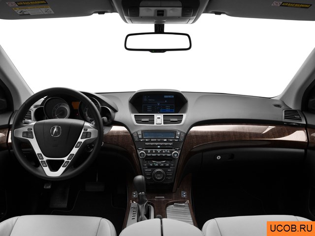 SUV 2011 года Acura MDX в 3D. Вид водительского места.