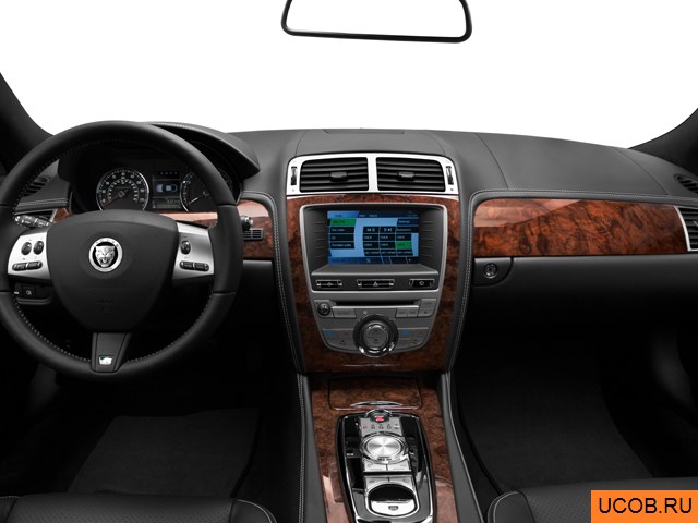 Coupe 2011 года Jaguar XK в 3D. Вид водительского места.